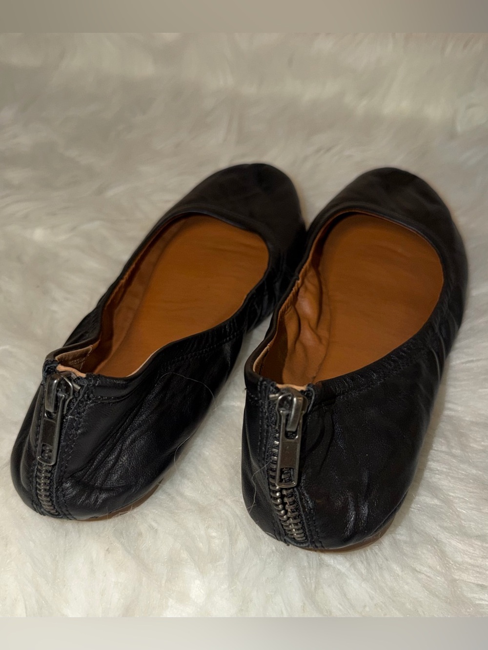 Lucky Brand Black Leather Round-Toe Ballet Flats - Picture 3 of 4